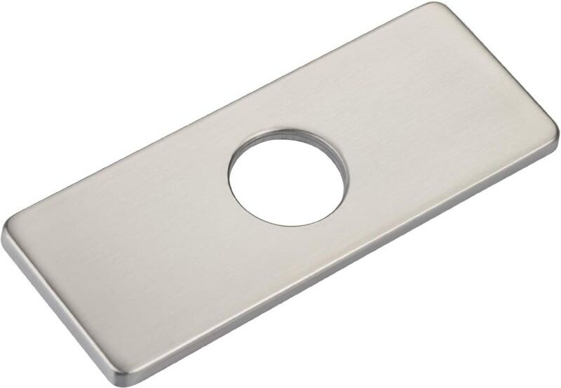 6-Zoll-Lochabdeckung für Badezimmerwaschbecken, 3-in-1-Badarmaturen-Verkleidungsplatte, rechteckig, Edelstahl (gebürstet...