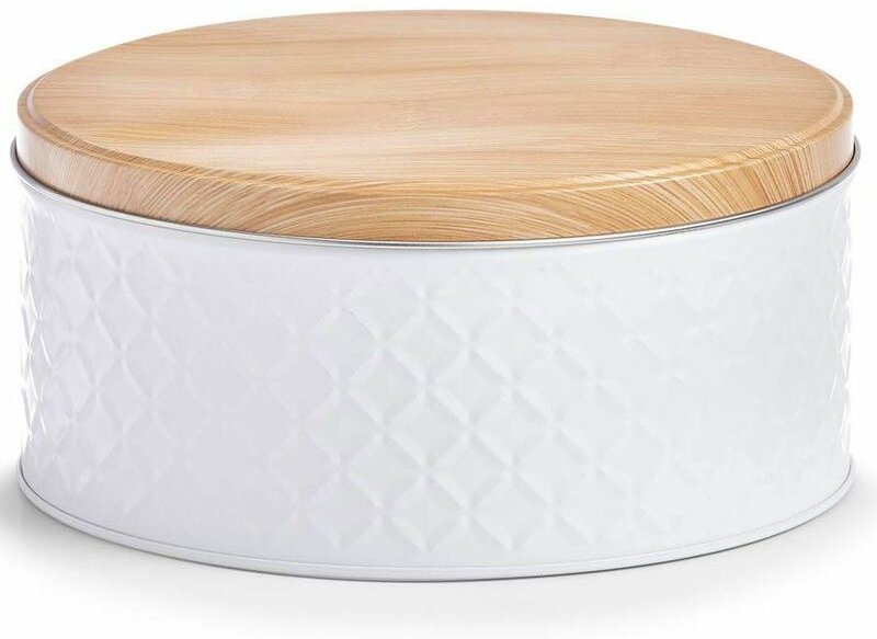 SCANDI Aufbewahrungsbehälter rund Bambus Deckel, Weiß, Zeller