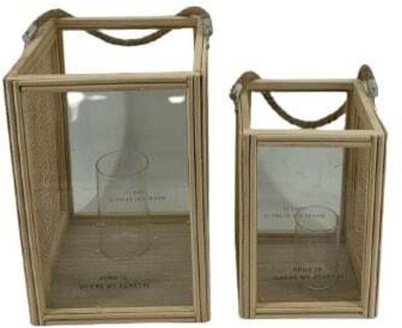 Trendline - Deko Laterne Holz 30 x 20,8 x 20,8 cm natur Dekofigur