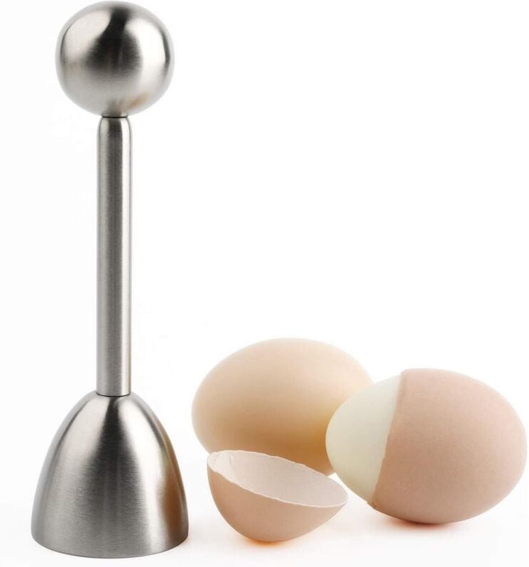 Eieraufsatz, Eierschneider aus Edelstahl für weich- und hartgekochte Eier, Eierknacker, Eierschalenentferner