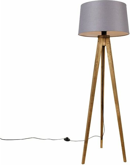 Ländliches Stativ Vintage Holz mit Leinenschirm dunkelgrau 45 cm - Tripod Classic