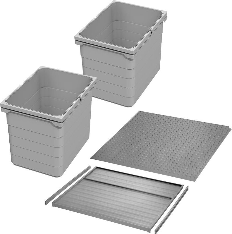 Thumbnail - So-tech - Ninka Abfalltrennsystem eins2vier kb 500 mm (2 x 15L) alugrau für Seitenstärke 16 mm