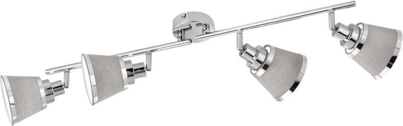 Deckenlampe Deckenstrahler Spotleiste Schlafzimmerleuchte, verstellbar, Metall Textil, chrom, grau, 4-flammig, E14 Fassu...