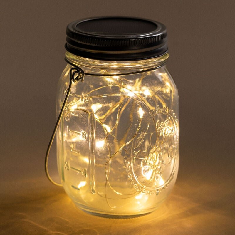 Sklum - Solar-Glasgefäß mit Zol-LED-Girlande Transparent