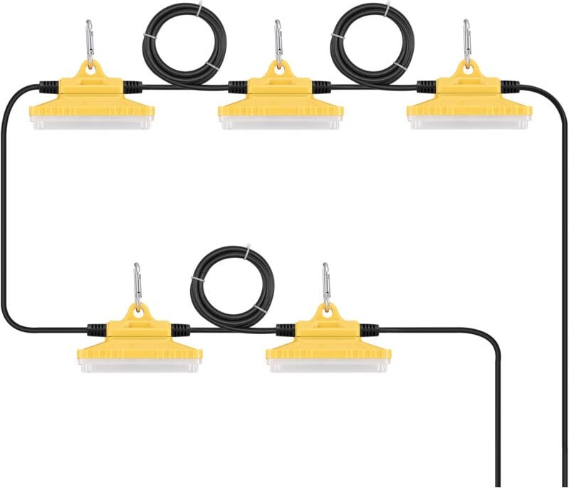 15 m Baustrahler, 75 w 7500 lm, 5er-Set Lichterkette für die Arbeit, 5000-5500K, IP65 wasserdicht, mit Aufhängehaken, fü...