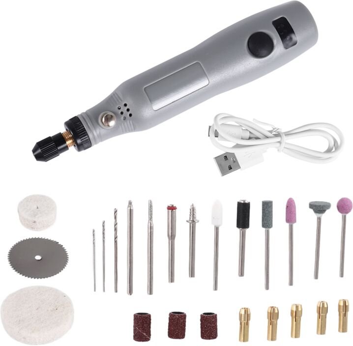 Tlily - 10W Hobby Craft Mini Bohrer Schleifer Drehwerkzeug Set Modellierung Polieren Bohren-Grau