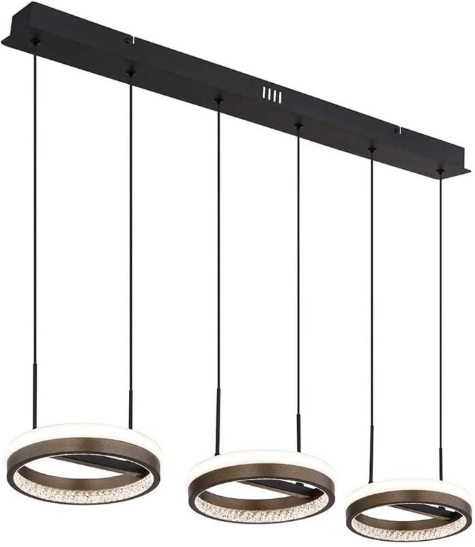 Hängelampe Pendellampe Esszimmerlampe grau Kristalle 3 flammig cct led h 150 cm