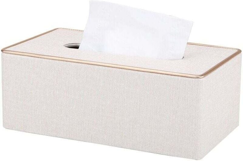 Taschentuchbox aus Leder, rechteckige Taschentuchbox, b x t x h: 25 x 13,5 x 9,5 cm (Beige)