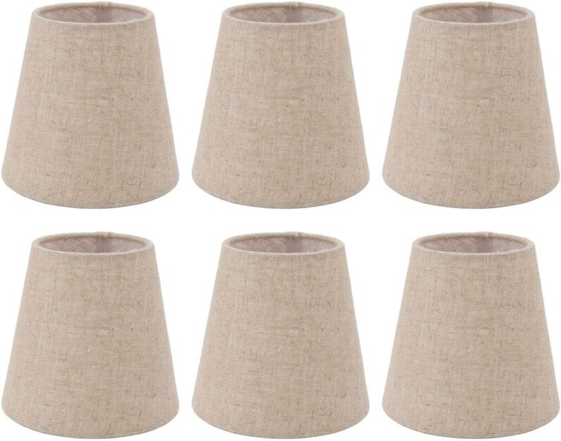 6 Stück kleine Lampenschirme zum Anklippen, Trommel-Lampenschirm aus Leinenstoff für Kerzenlampen, Beleuchtungszubehr