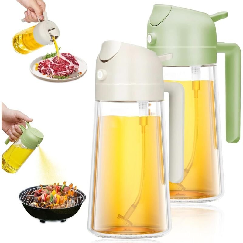 2-teiliger Ölsprüher für Speiseöl, 470 ml, 2-in-1-Glassprühflasche, Küchenölspray für Heißluftfritteusen,Heißluftfritteu...