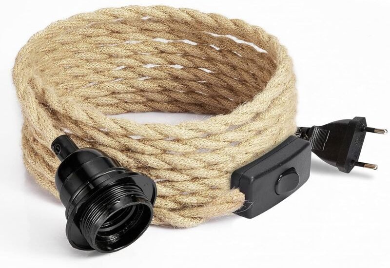 4. 5m Kabel Électrique in/aus Lin 2 Conducteurs, mit E27 Douille und Interrupteur, für Diy Lampe( ohne Ampoule)