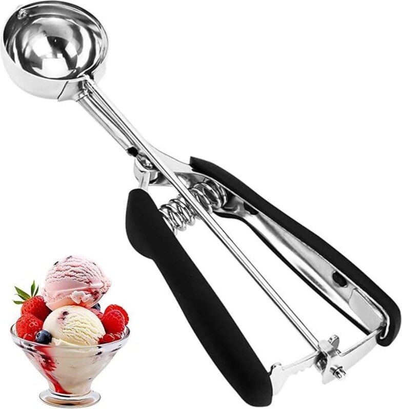 Eiskugelportionierer aus Edelstahl 304, 5 cm, Schwarz, 2 Stück