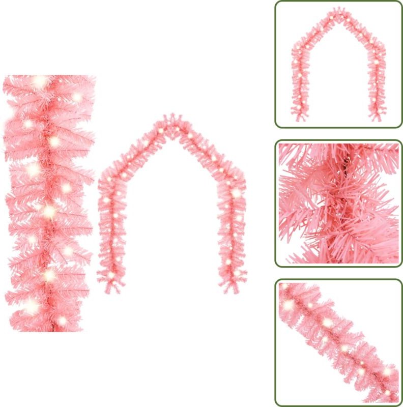 Weihnachtsgirlande mit led 5 m Rosa - Weihnachtsdeko - Lichterkette - LED-Lichterkette - Christbaumschmuck - Rosa Beleuc...