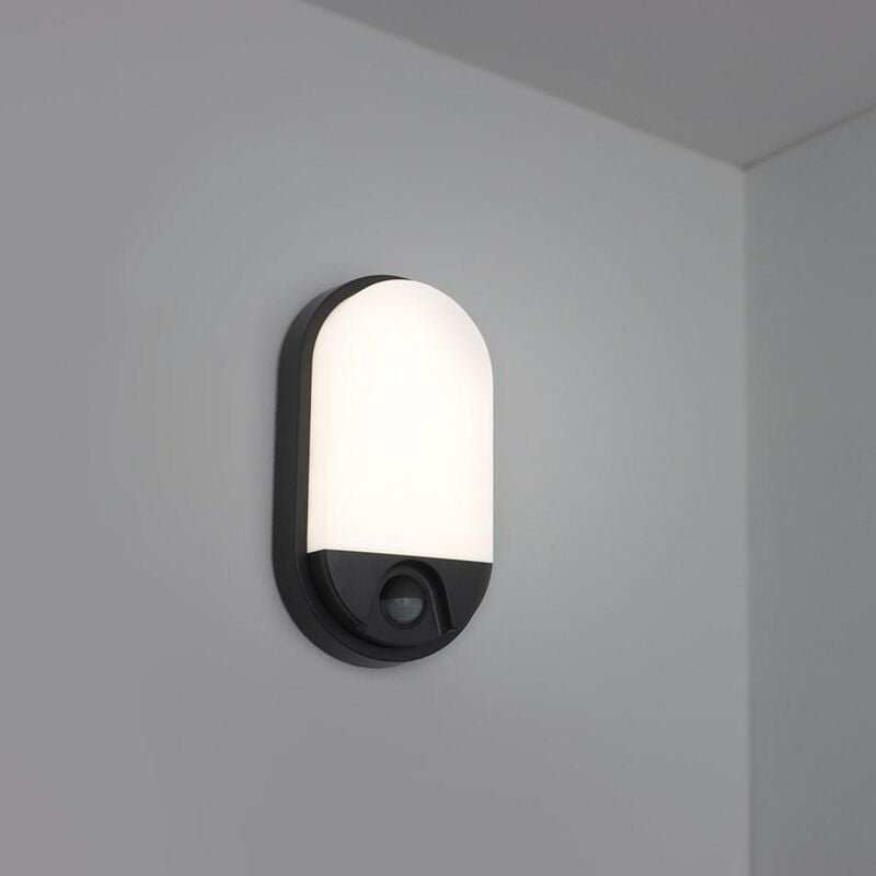 LED Feuchtraumleuchte 10W 4000K anthrazit mit Bewegungsmelder