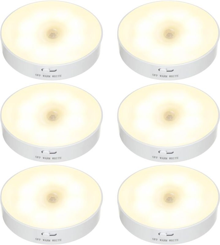 6er-Pack kabellose LED-Nachtlichter, über usb wiederaufladbare, batteriebetriebene Sicherheitslampe für Treppen, Schlafz...