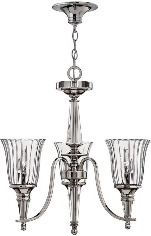 Elstead - Kronleuchter Hängelampe Deckenleuchte Stahl Kristalle 3 Flammig d 53,3 cm