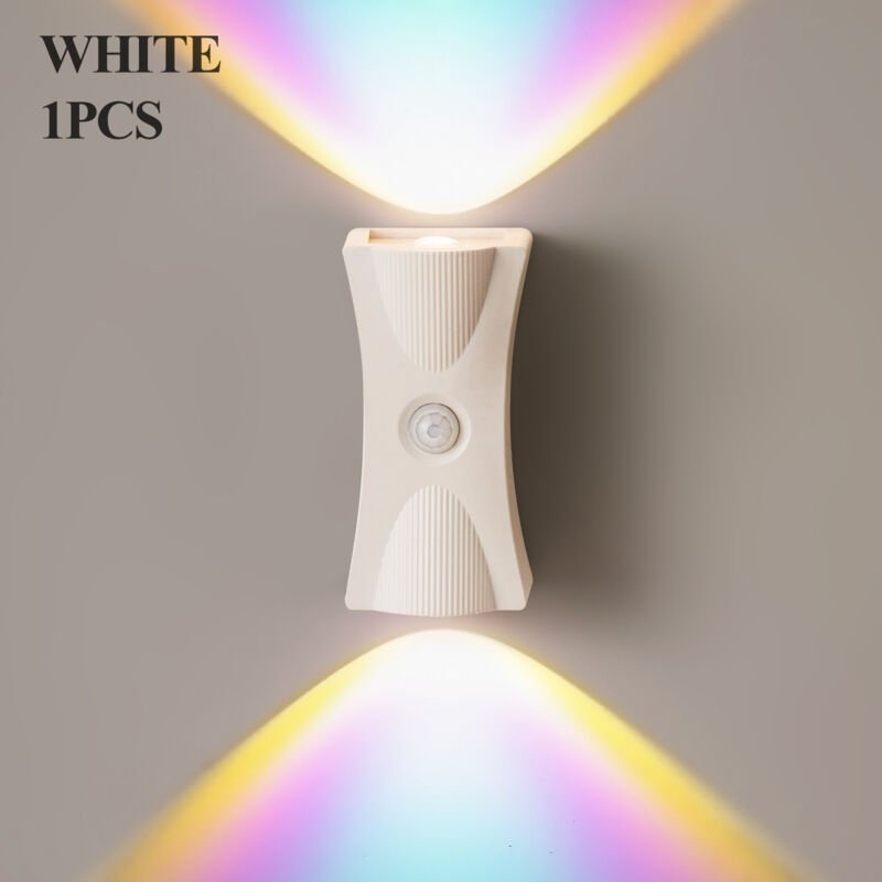 LED Wandleuchte Batteriebetrieben mit Bewegungsmelder, Up Down Innenwandlampe mit Schalter, 3500-6500K USB Wiederaufladb...