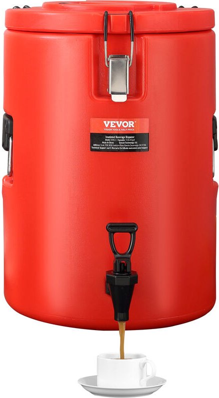 Vevor Heiß- und Kaltgetränkespender Getränkespender 6 l, Edelstahl Heiß- und Kaltwasserbrunnen Großer Getränkespender mi...