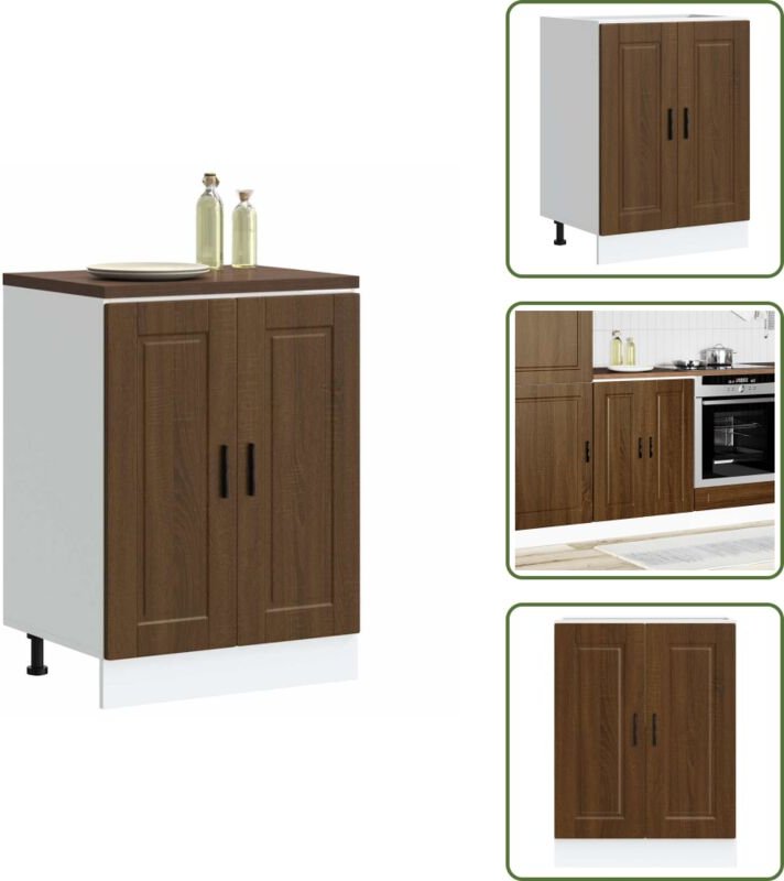 The Living Store Küchenunterschrank Porto Braun Eichen-Optik Holzwerkstoff - Holzwerkstoff