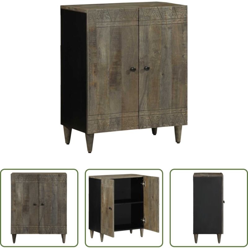 Holzschrank - Sideboard Hellgrau 60x33,5x75 cm Massivholz Mango