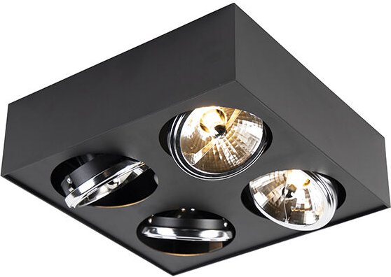 Design-Spot schwarz quadratisch 4-flammig - Kaya