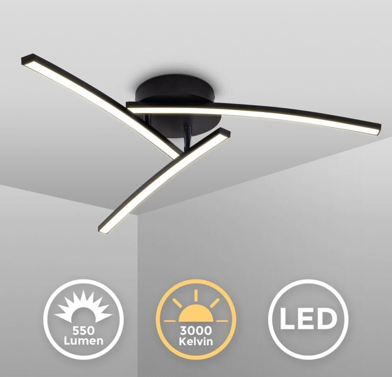 Deckenleuchte 60x60 cm - 15W, 1650lm, led, warmweiß, schwarz