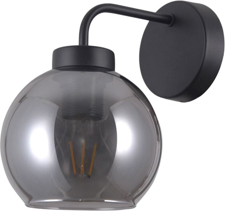 Poggi - Skandinavische Wandleuchte Schwarz Matt 1 Licht mit Smoky Shade, E27 - Italux