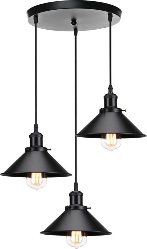 Pendelleuchte 3 Flammig Hängelampe mit Ø22cm Regenschirm Lampenschirm Edison Eisen Art Lampe Edison für Loft Esszimmer W...