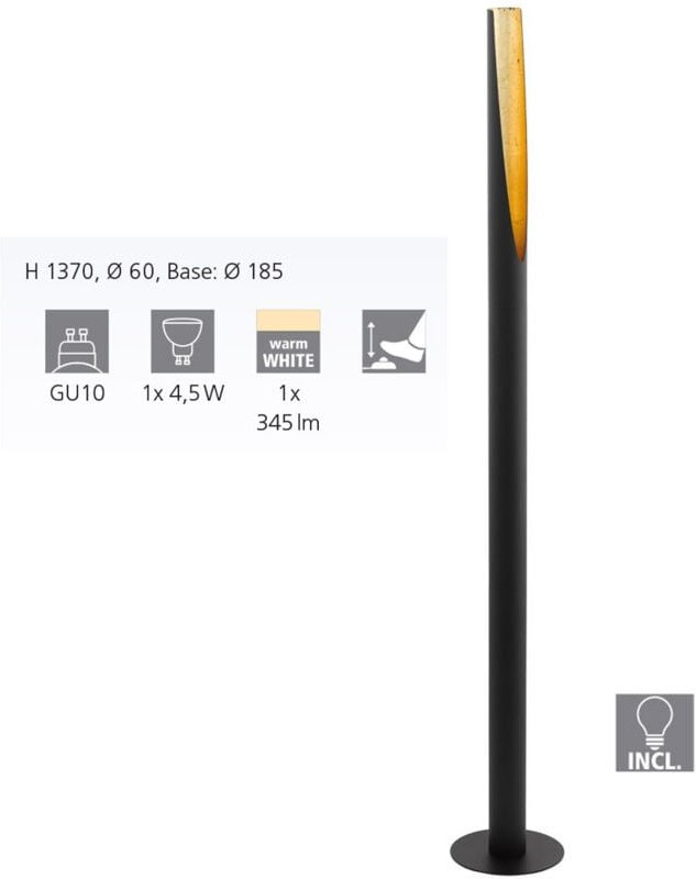 Eglo Stehleuchte Barbotto 137 x 6 cm GU10, schwarz-gold Stehleuchte