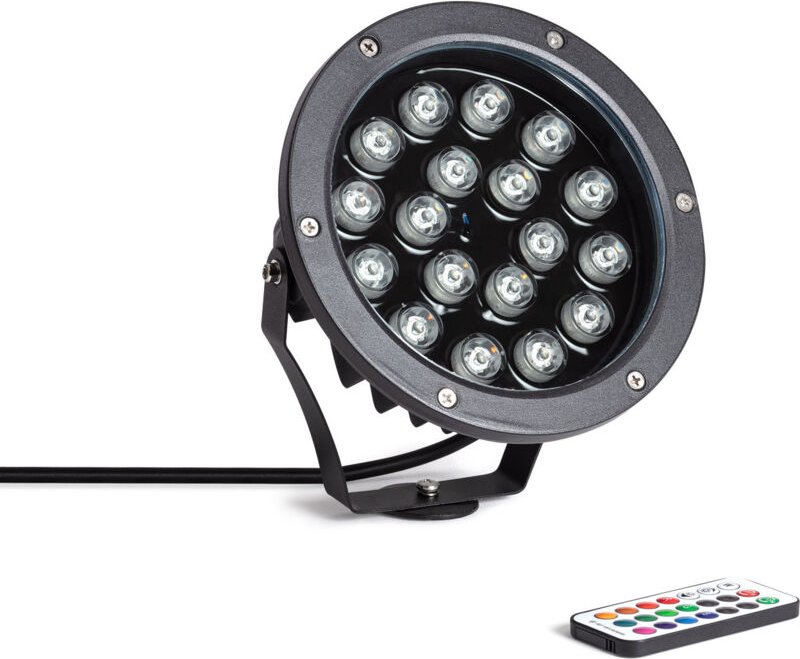 Efectoled - LED-Außenstrahler rgb 18W IP67 mit Spieß Colmar rgb