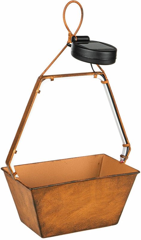 Solarlampe Außenleuchte Gartendeko Hängelampe Korb, led Terrassenleuchte Garten Blumenkübel, Metall rost, 45x led warmwe...