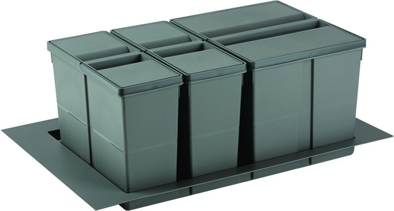 9XL System-Abfallsortierer 800 mm 1x26 l + 2x11 l grau SANS MARQUE