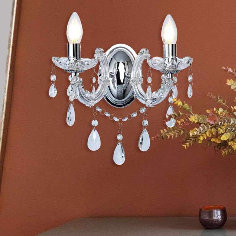 Searchlight - Glas Kristall Wand Kron Leuchter Chrom Lampe Wohn Zimmer Beleuchtung Flur Lampe