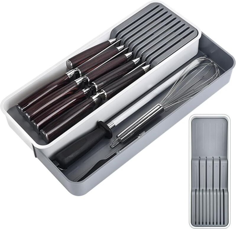 Thumbnail - Schubladenmesserhalter, 14–22,5 cm, Küchenmesser-Organizer, Schubladenmesserablage für bis zu 9 Messer zur Aufbewahrung ...