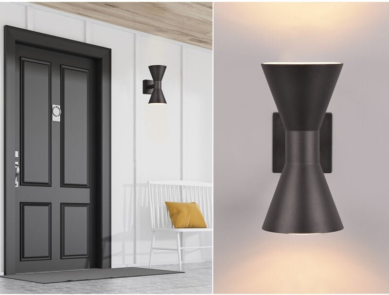 Außenwandleuchte ardas Up and Down in Schwarz, Höhe 20cm