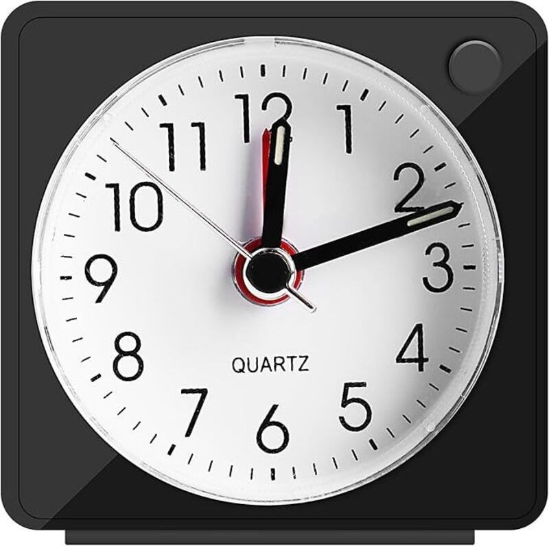 Leiser analoger Wecker, kleiner leiser Reisewecker mit Schlummerfunktion und Licht, analoger Quarzwecker für Schlafzimme...