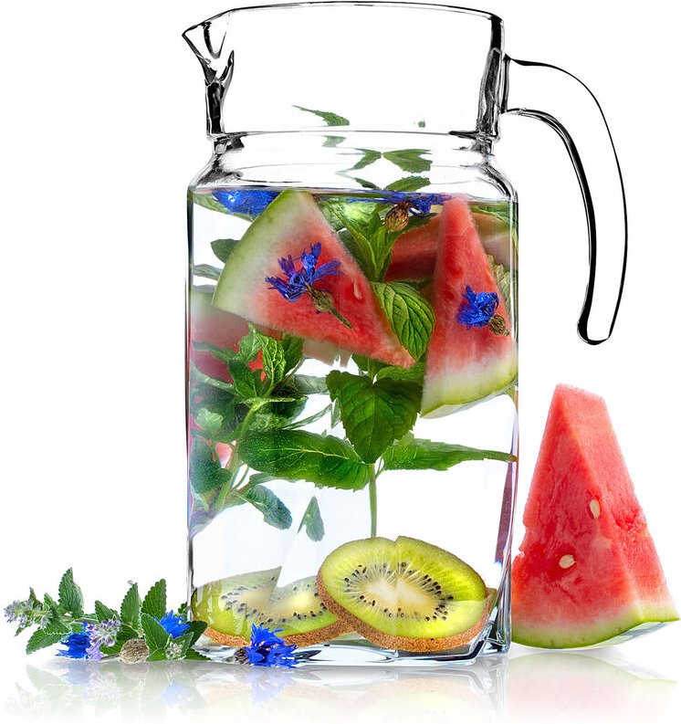 Kadax - Krug, Glaskanne, Glaskrug aus robustem Glas, Wasserkrug, 1.7L