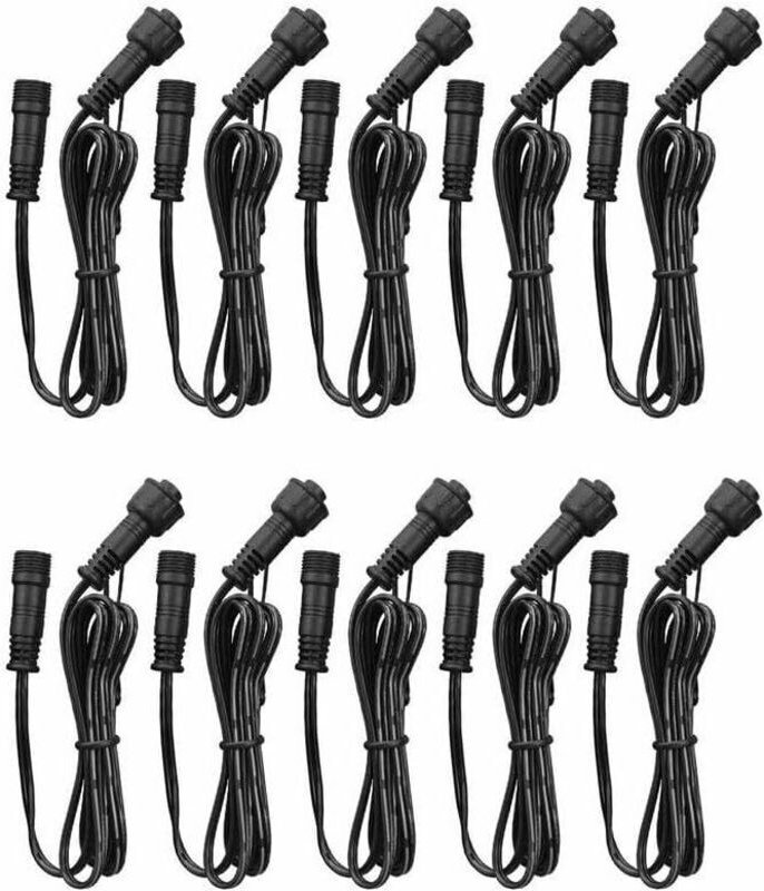Verlängerungskabel, 10er-Pack, für LED-Einbaustrahler, IP67 wasserdicht, 1 m / 3,3 Fuß, 2-polig, mit Stecker und Buchse