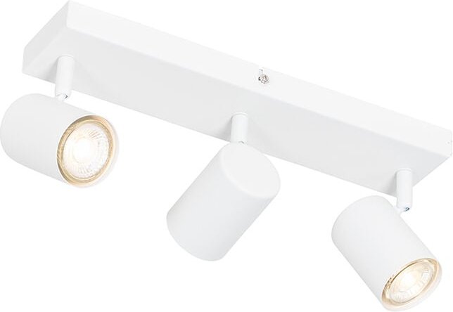 Qazqa - Moderne Deckenleuchte Weiß 3-flammig Verstellbar Rechteckig - Jeana