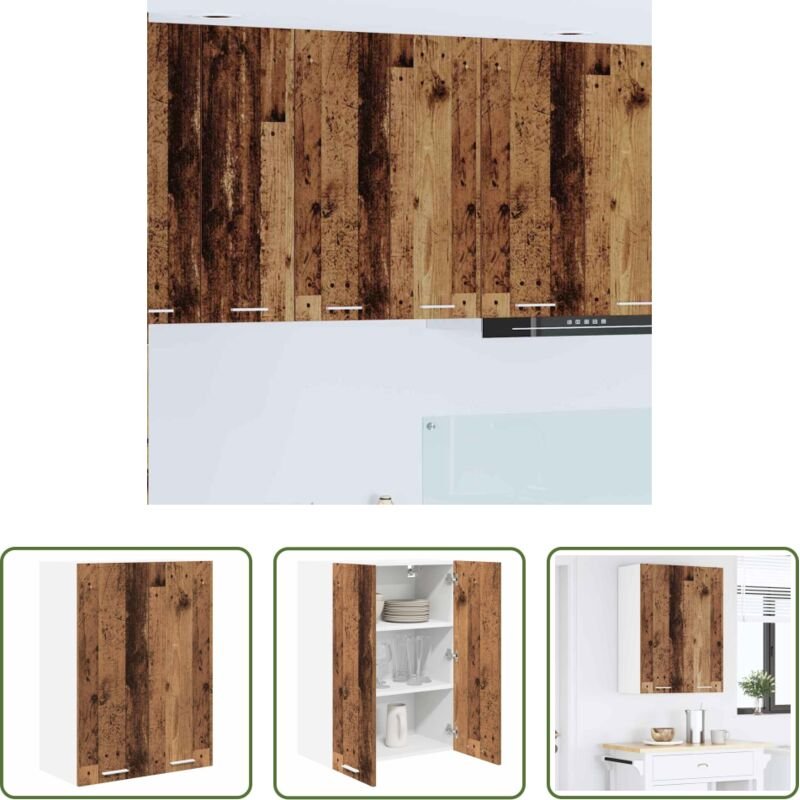 Holzwerkstoff - Hängeschrank mit Speicher Altholz 60 x 31 x 80 cm Holzwerkstoff