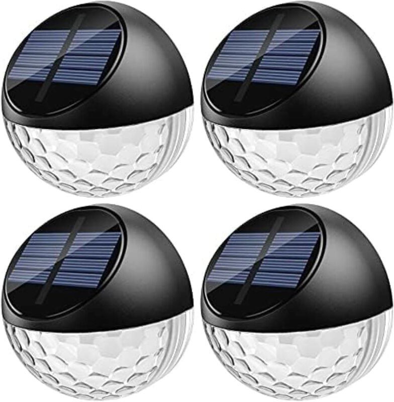 4er Set led Solarlampen Außenwandleuchte IP65 Wasserdicht Dekobeleuchtung Warmweißes Licht, Zaunlampe Wand Terrasse Gart...