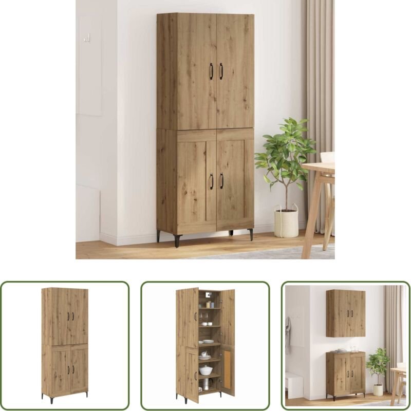 Holzwerkstoff - Highboard Artisan-Eiche 69,5 x 34 x 180 cm Holzwerkstoff