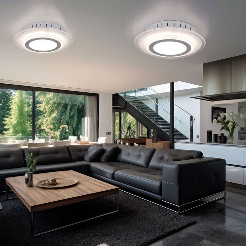 Deckenleuchte Chrom led Deckenlampe Schlafzimmerlampe Wohnzimmerleuchte, Glas Metall silber, 1x 17,5W 1550lm 3000K warmw...