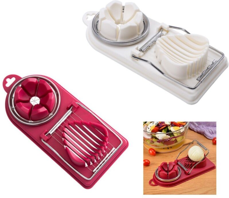 2 Stück 2-in-1 Eierschneider, manueller Eierschneider aus Edelstahl, Schneidedraht, zum Schneiden von Eiern, Bananen und...