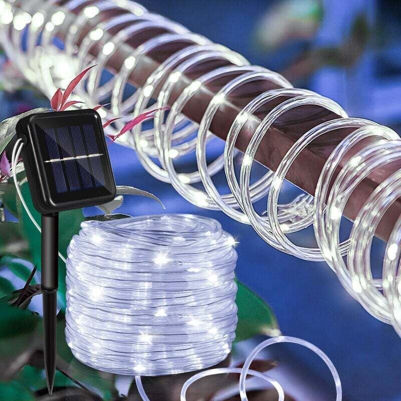 ALOVZE 1 Set Solar-Lichterkette, 8 Funktionen, 200 wasserdichte LEDs, 22 m (Kaltweiß)