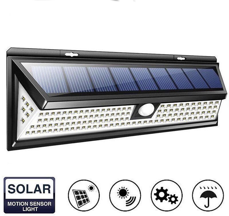 Solar-Wandleuchte mit 118 LEDs, 1000 Lumen – 120°-Bewegungsmelder – Schutzart IP65 (wasserdicht) – 270°-Abstrahlwinkel –...