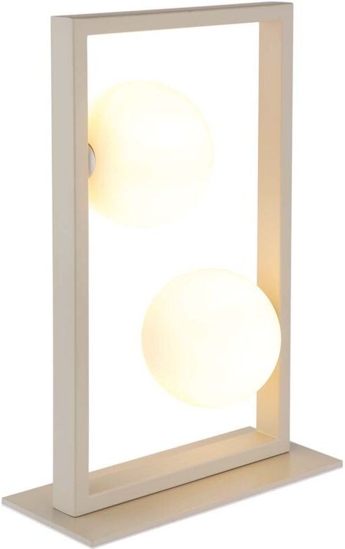 Tischleuchte Beistelllampe Leselampe Metall sandfarben matt opal H 40 cm