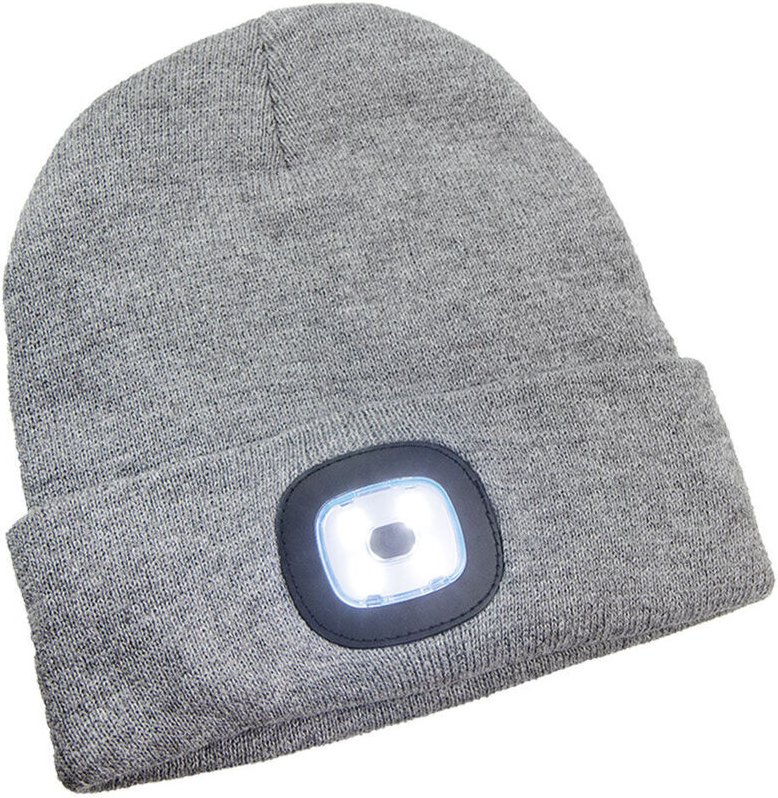 Strickmütze grau mit LED Licht
