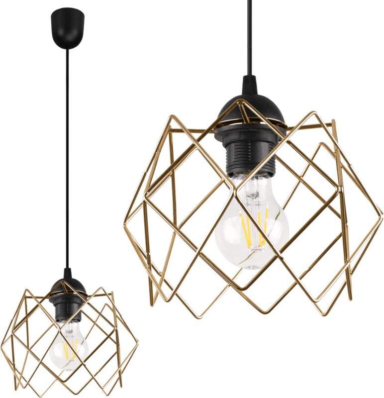 Thumbnail - Hängelampe Bell Stella 1 flacher goldener Lampenschirm E27