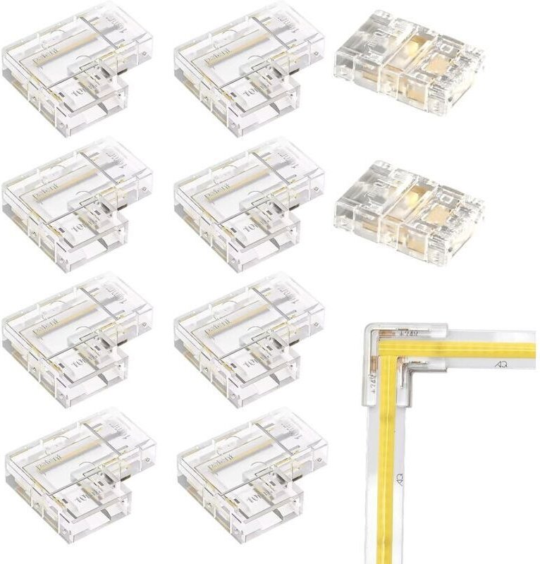 2-poliger COB-LED-Streifenverbinder für 10 mm, LED-Streifenverbinder für LED-Streifenleuchten, 2-teiliger, lückenloser, ...